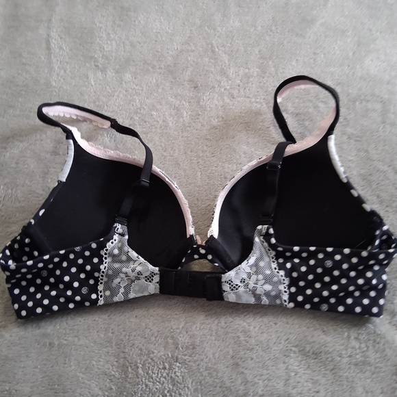Victoria’s Secret Body by Victoria Black & White Polka Dot Push-Up Bra 36B - Picture 2 of 4